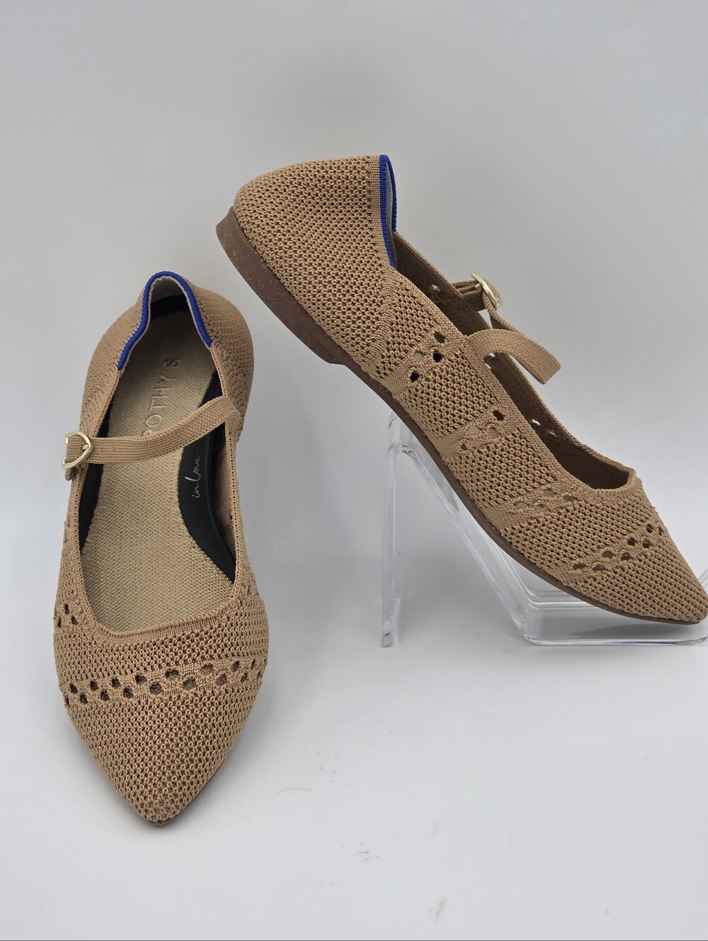Rothy's The Point Mary Jane II flats In Tan